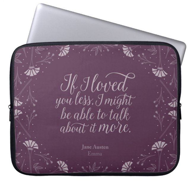 Jane Austen Emma Lila Blommigt Kärlek Quote Laptop Fodral (Framsidan)