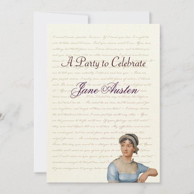 Jane Austen-fest firande födelsedags citat Inbjudningar (Framsida)