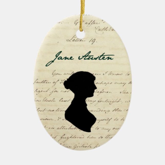 Jane Austen häfte & silhouetteprydnad Julgransprydnad Keramik (Framsidan)