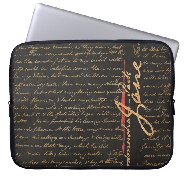 Jane Austen Handwrite Laptop sleeve (Framsidan)