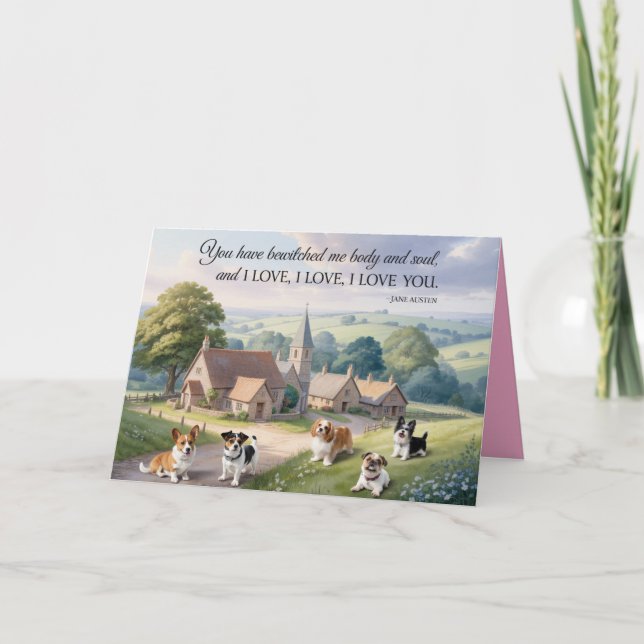 Jane Austen Hund Valentine-kort 3 Helgkort (Framsida)