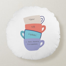 Jane Austen Inspired Round Pillow Rund Kudde
