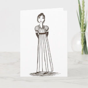 Jane Austen inspirerad görad randig klänning Kort