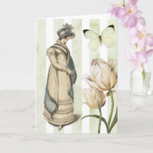 Jane Austen inspirerad vintage blårandig söt Kort