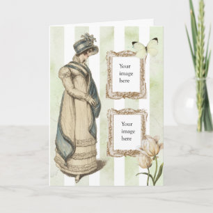 Jane Austen inspirerade vintage Blue striped-foto Kort