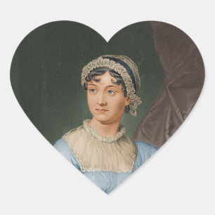 Jane Austen-klistermärken Hjärtformat Klistermärke