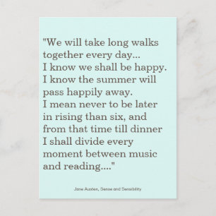 Jane Austen, läsa och skriva citat Vykort