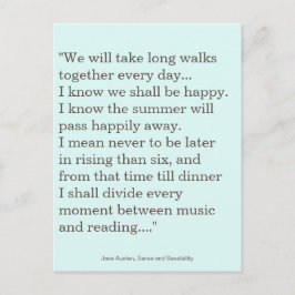 Jane Austen, läsa och skriva citat Vykort