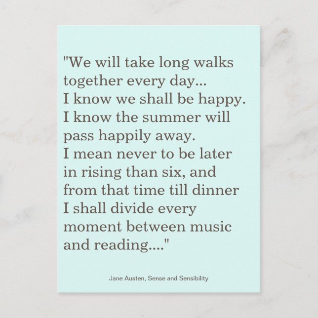Jane Austen, läsa och skriva citat Vykort (Framsida)