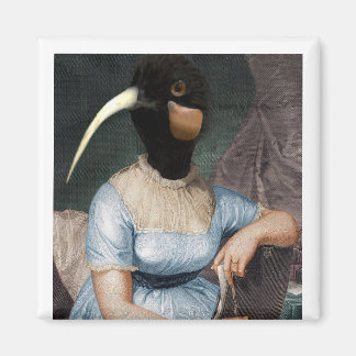 Jane Austen med fågelhuvud Magnet