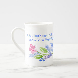 Jane Austen Motto Blommig BONE CHINA Benporslin Mugg