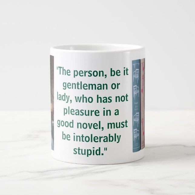 Jane Austen Novel Quote (green) Jumbo Mugg (Framsidan)