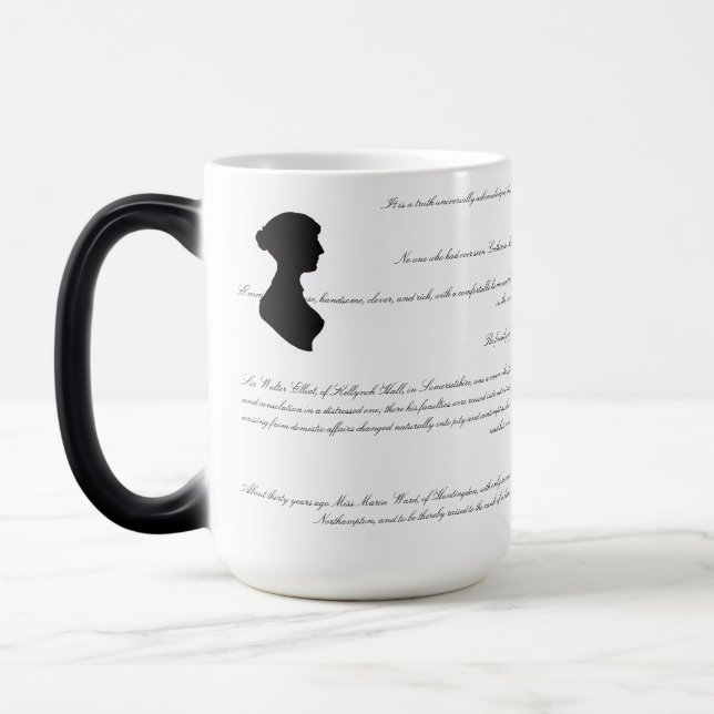 Jane Austen Novels' First LInes Magisk Mugg (Vänster)
