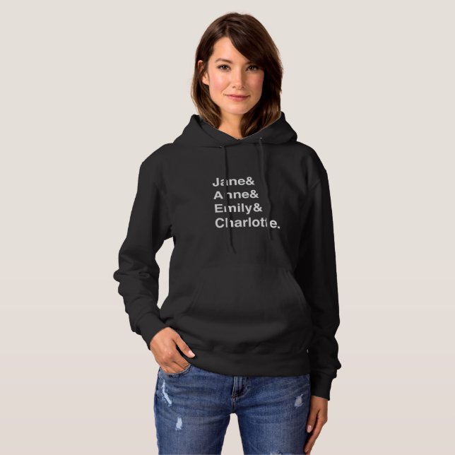 Jane Austen och den Brontes mörkhoodien T Shirt (Hel framsida)