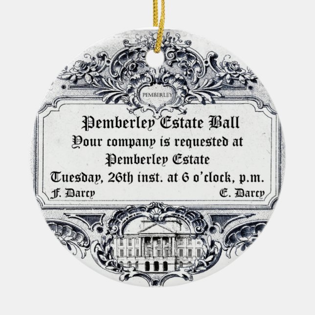 Jane Austen: Pemberley godsboll Julgransprydnad Keramik (Framsidan)