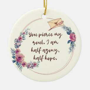 Jane Austen Persuasion Quote Girly Blommigt Julgransprydnad Keramik