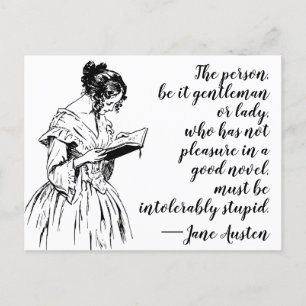 Jane Austen "Pleasure of a Bra Novel" Quote Vykort