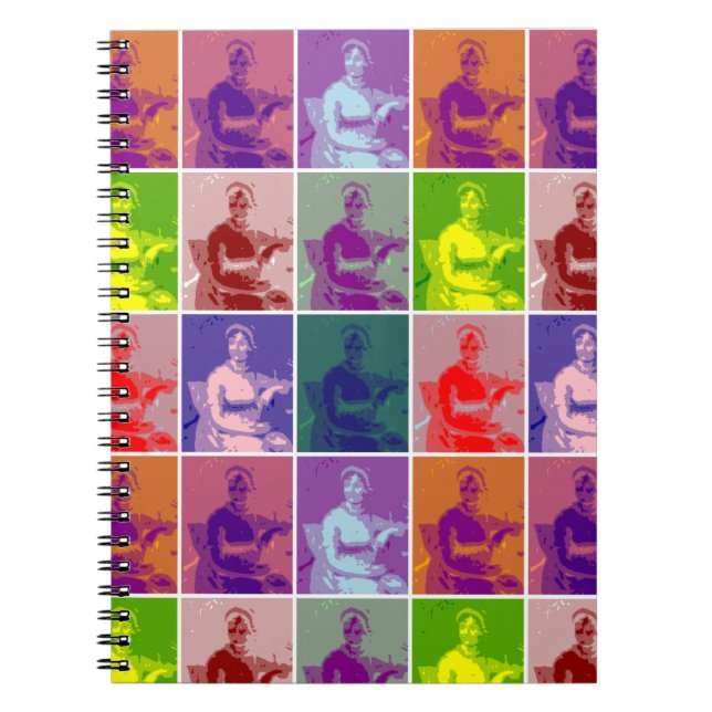 Jane Austen pop art färglös Anteckningsbok (Framsidan)