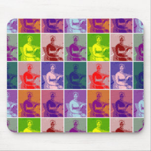 Jane Austen pop art färglös Musmatta