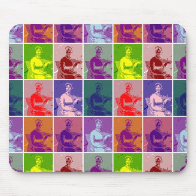 Jane Austen pop art färglös Musmatta (Framsidan)