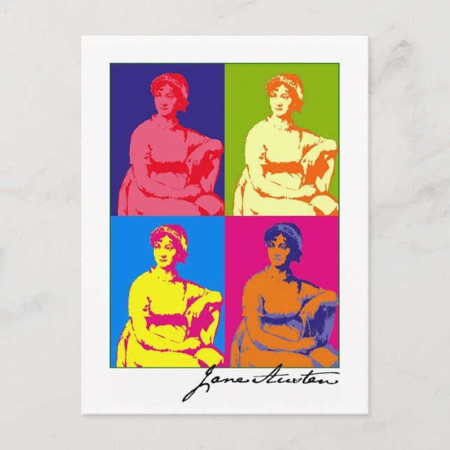 Jane Austen Pop Art Vykort (Framsida)