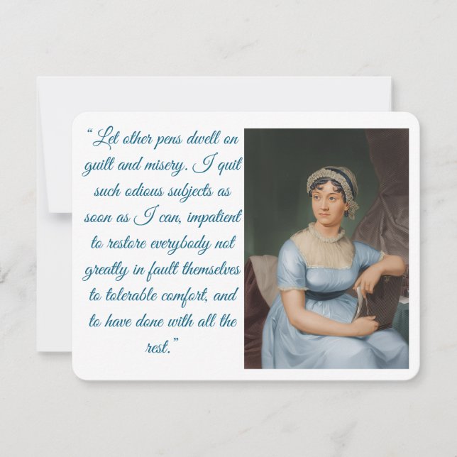 Jane Austen portrait plus quote (blue) Folded Card OSA Kort (Framsida)