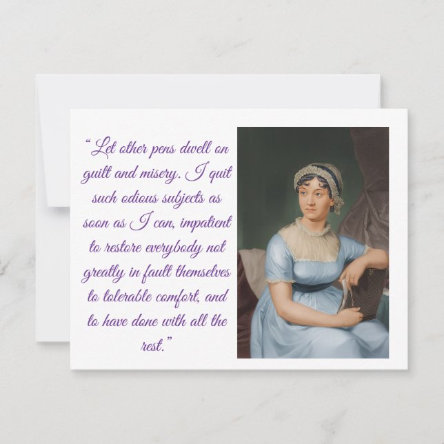 Jane Austen portrait plus quote (purpleFolded Card OSA Kort (Framsida)