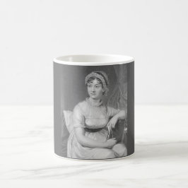 Jane Austen Porträtt Black White och Grått Kaffemugg