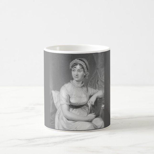 Jane Austen Porträtt Black White och Grått Kaffemugg (Center)