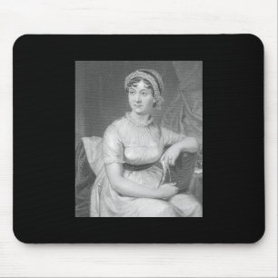 Jane Austen Porträtt Black White och Grått Musmatta