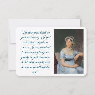 Jane Austen-porträtt med citat (blått) Faltkort OSA Kort