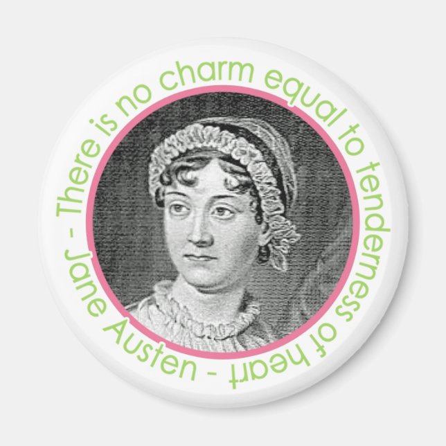 Jane Austen Porträtt med citat Magnet (Framsidan)