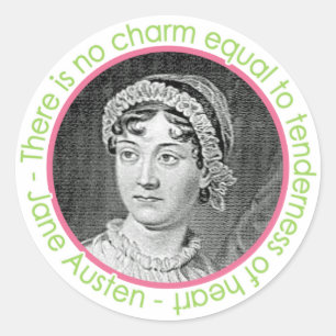 Jane Austen Porträtt med citat Stickers Runt Klistermärke