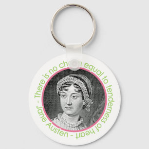 Jane Austen porträtt med citationstecknet Keychai Nyckelring