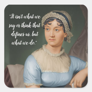 Jane Austen-porträtt och citat Fyrkantigt Klistermärke