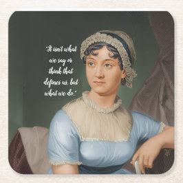 Jane Austen-porträtt och citat Underlägg Papper Kvadrat