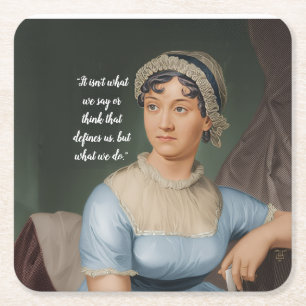 Jane Austen-porträtt och citat Underlägg Papper Kvadrat