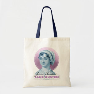 Jane Austen Porträtt och Namnteckning Rosa Tygkasse