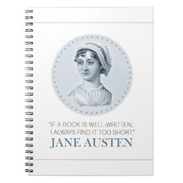 Jane Austen Porträtt och Quote om läsning Anteckningsbok