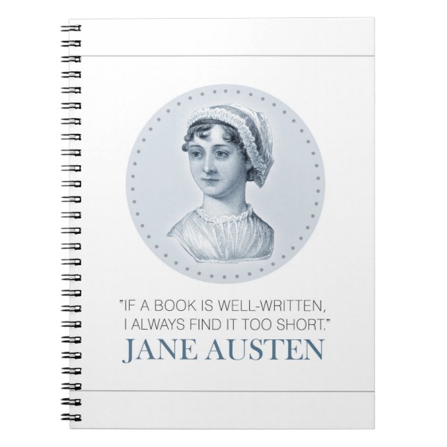 Jane Austen Porträtt och Quote om läsning Anteckningsbok (Framsidan)