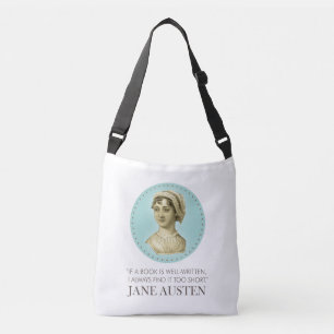 Jane Austen Porträtt och Quote om läsning Axelväska