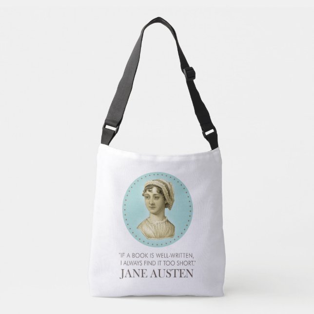 Jane Austen Porträtt och Quote om läsning Axelväska (Framsida)