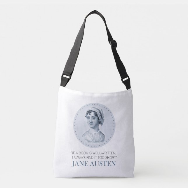 Jane Austen Porträtt och Quote om läsning Axelväska (Framsida)