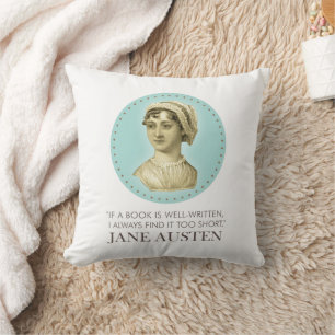 Jane Austen Porträtt och Quote om läsning Kudde