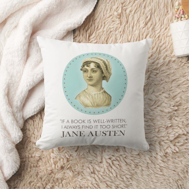 Jane Austen Porträtt och Quote om läsning Kudde (Filt)