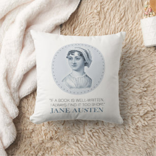 Jane Austen Porträtt och Quote om läsning Kudde