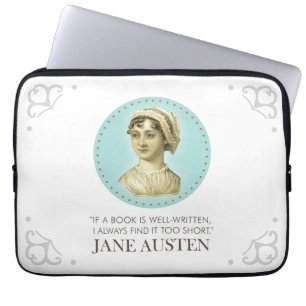 Jane Austen Porträtt och Quote om läsning Laptop Fodral
