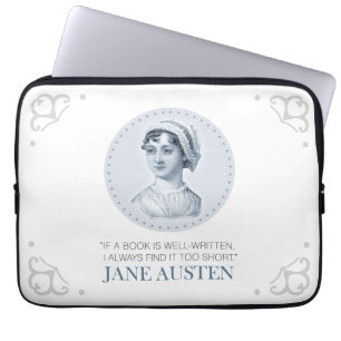 Jane Austen Porträtt och Quote om läsning Laptop Fodral