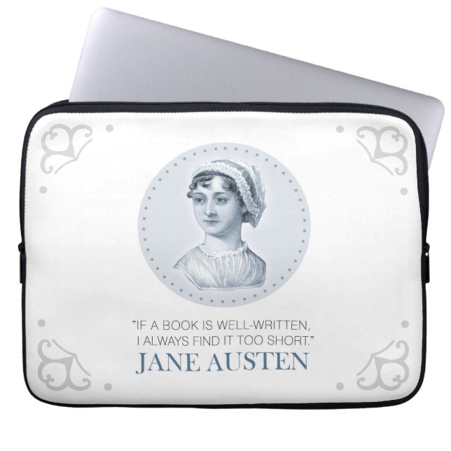 Jane Austen Porträtt och Quote om läsning Laptop Fodral (Framsidan)