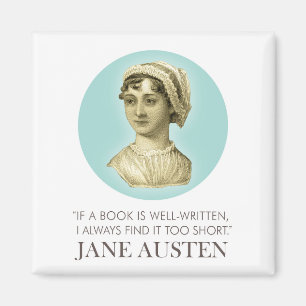 Jane Austen Porträtt och Quote om läsning Magnet